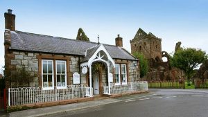 Abbey Cottage Tearoom, a Victorian cottage adjacent to Sweetheart Abbey in the historic village of New Abbey, Dumfries and Galloway, Scotland